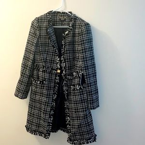DKNY Black and White Jacket with Gold Buckle